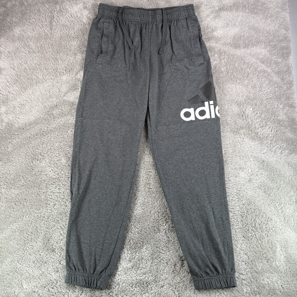 Adidas Jogger Pants Mens M‎ Gray Heather Logo Sweatpants Tapered Athletic
